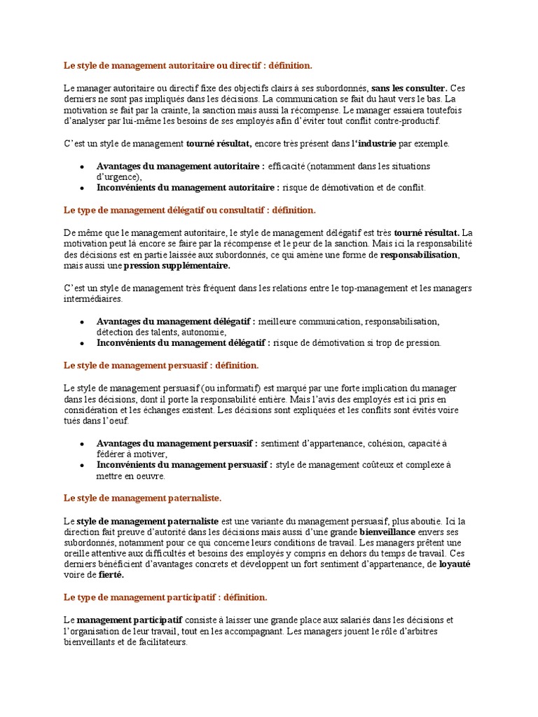 Management autoritaire : définition et enjeux | PDF | Innovation | Business
