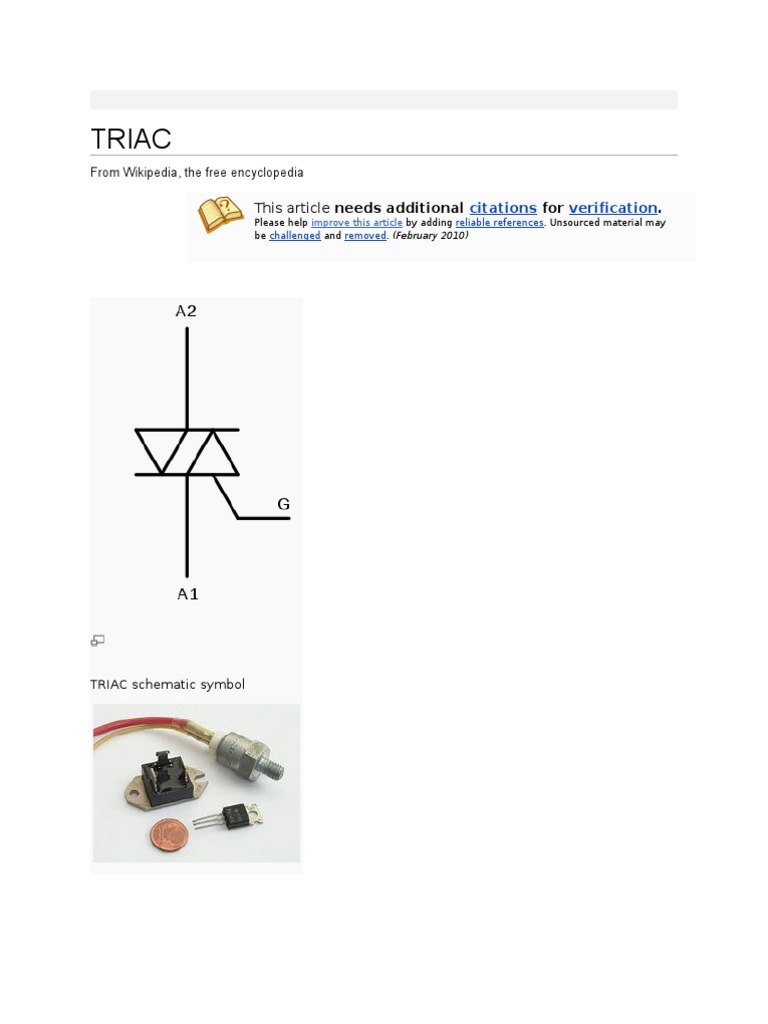 Triac From Wikipedia, The Free Encyclopedia PDF Electrical