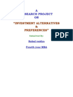 Research Project On Invst Prefrence