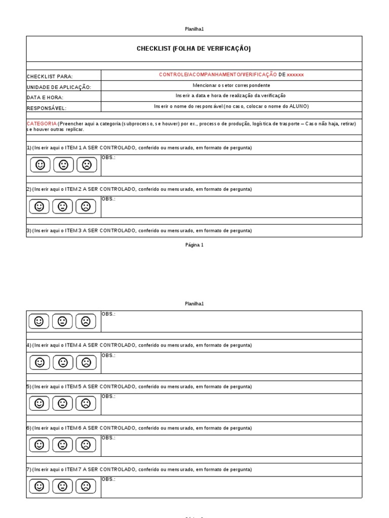 Modelo de Checklist para Verificação | PDF | Finanças e Administração ...
