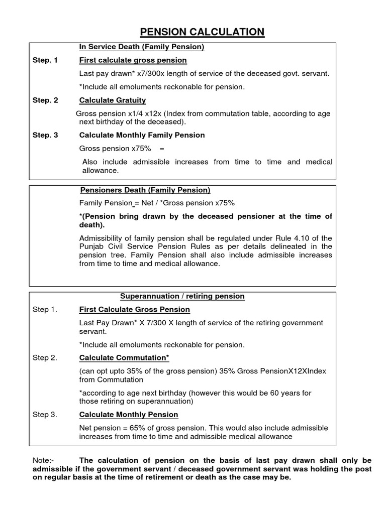 Pension Calculation | PDF | Finance & Money Management | Self-Improvement