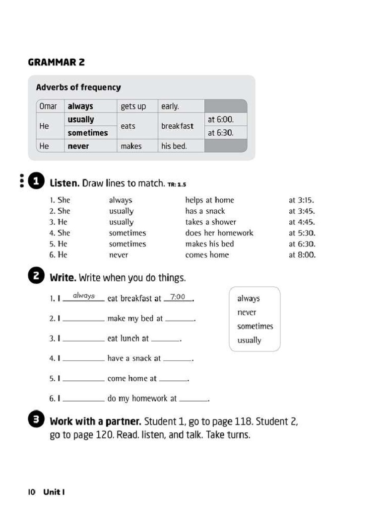 Our World 3 - Unit 1 - Grammar 2 (WB) | PDF