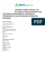 46 SE REALIZA PERIFONEO SOBRE COVID19 Y SE BRINDAN ACCIONES PARA EL FORTALECIMIENTO DEL PROGRAMA DETERMINANTES PERSONALES PROMOCION DE LA ACTIVIDAD EN DIFERENTES ENTORNOS