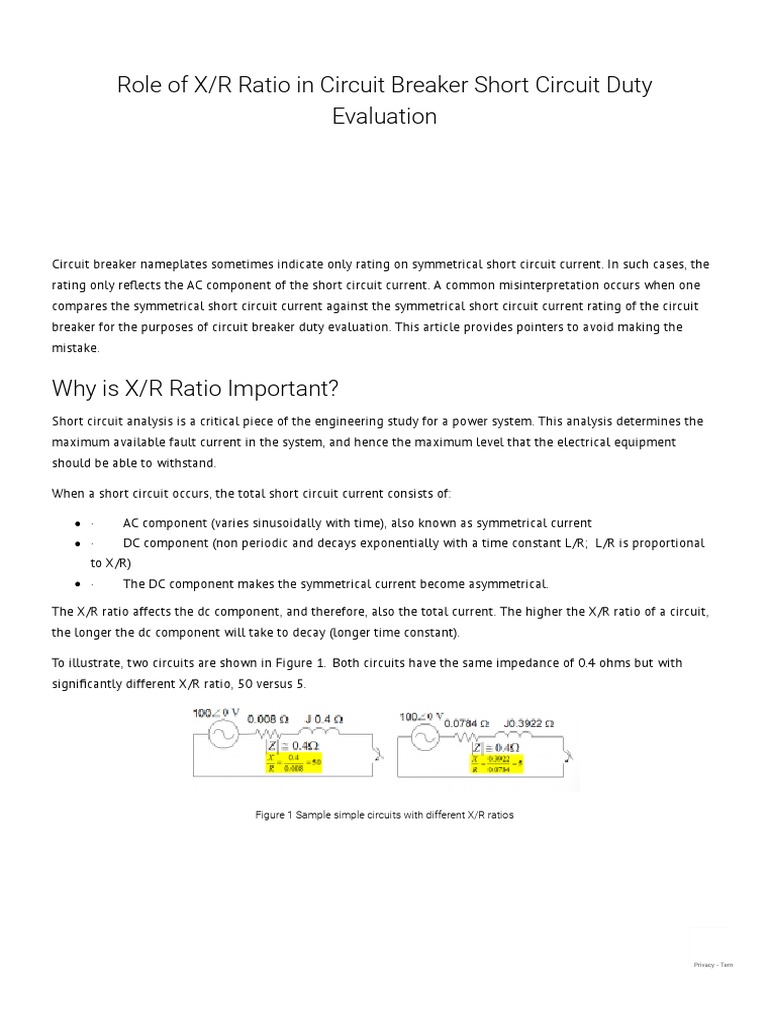 X/R Ratio Impact on Circuit Breaker Duty | PDF | Electrical Network ...