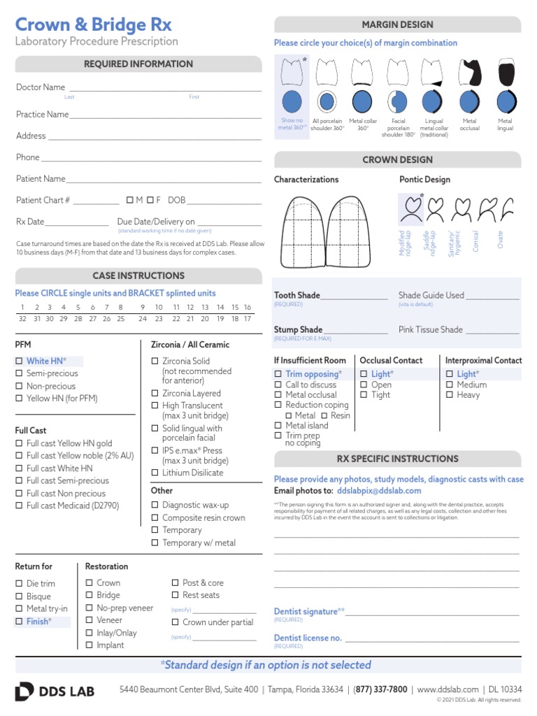 Laboratory Procedure Prescription Margin Design PDF Dentist Dentistry