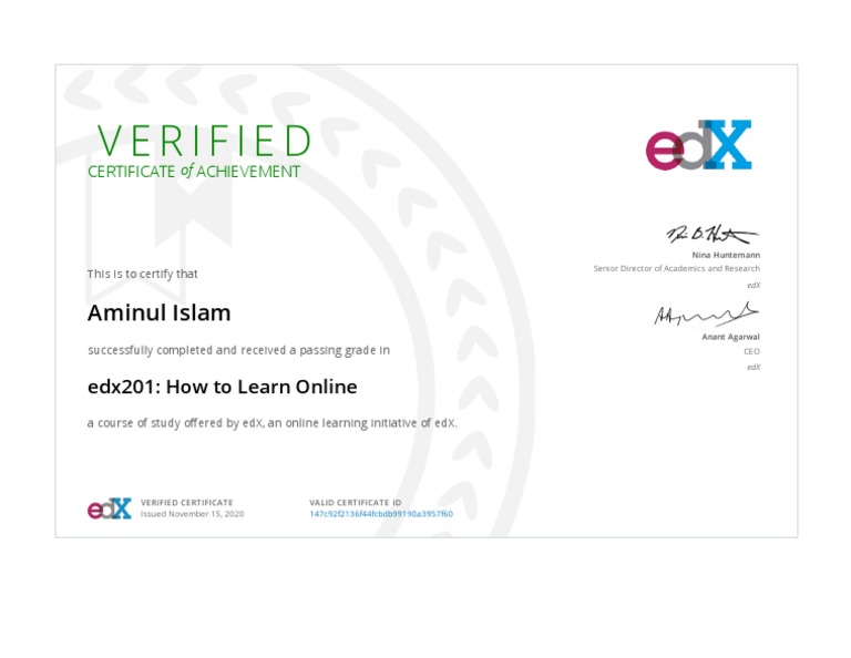 Edx Edx201 Certificate - Edx | PDF