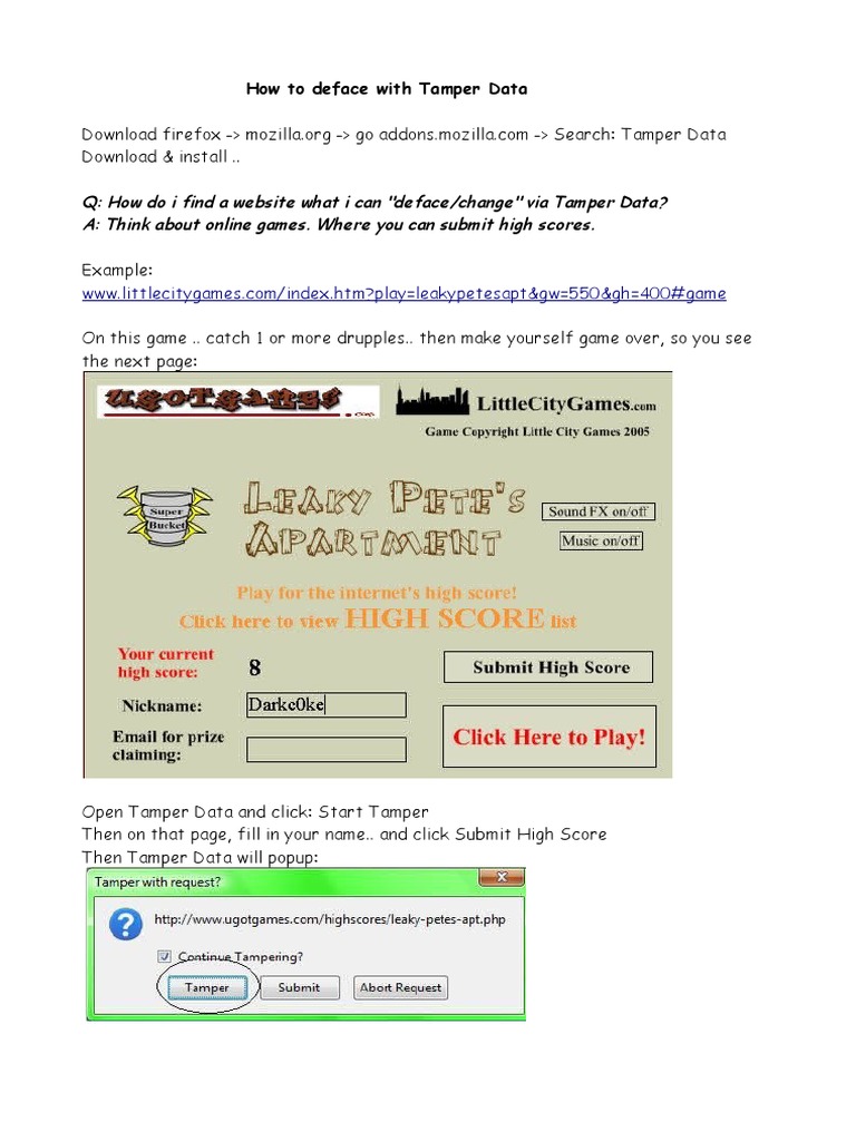 How To Deface With Tamper Data PDF Computing Software