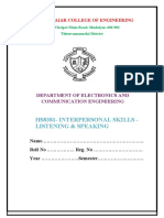 Hs8381-Interpersonal Skills - Listening & Speaking: Annamalaiar College of Engineering