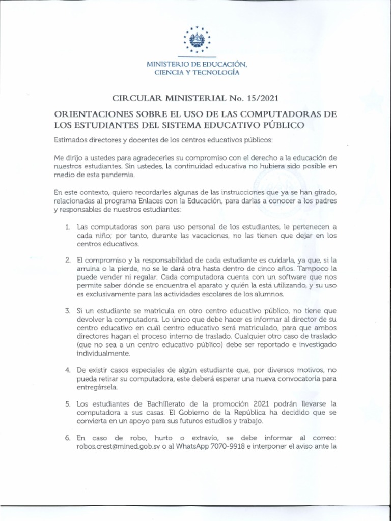 Circular Ministerial 15 | PDF
