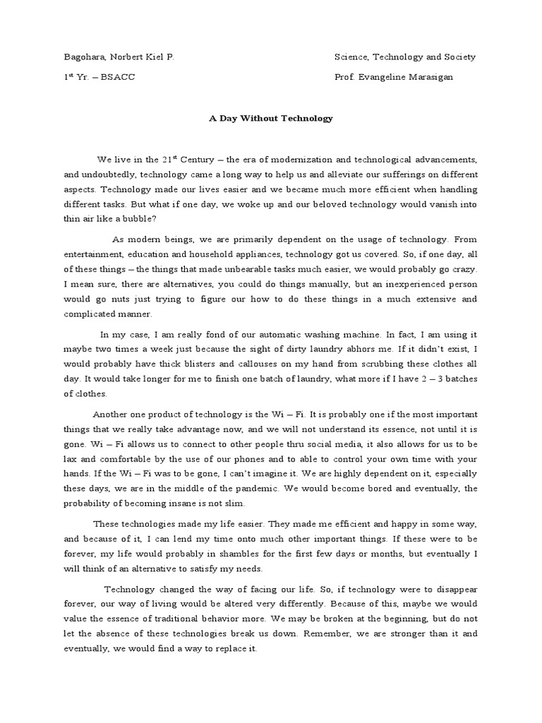Life Without Modern Technology | PDF