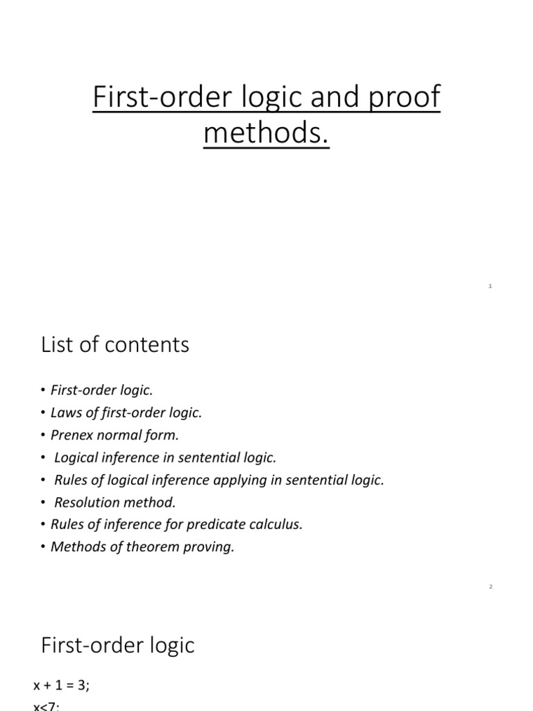 Logic and proof methods pdf first order logic logic