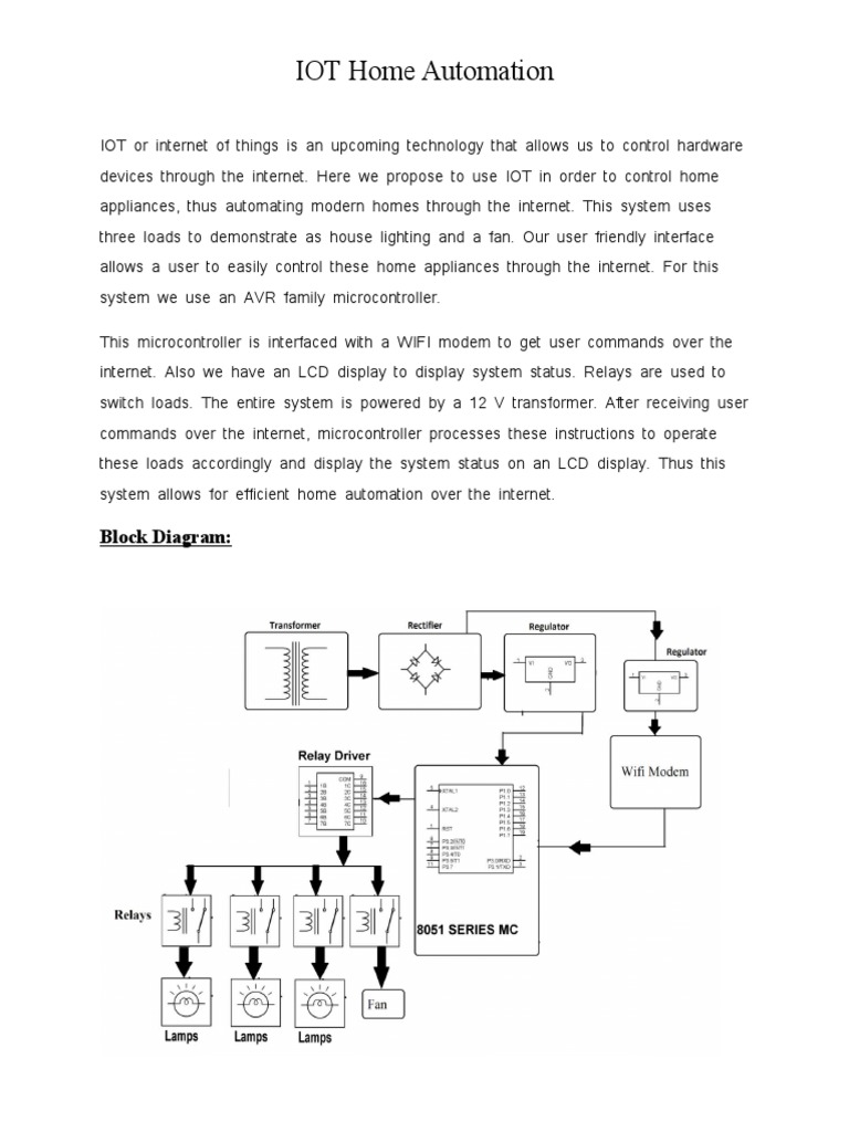 IOT Home Automation: Block Diagram | PDF | System On A Chip ...