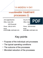 ENV H 440/ENV H 541: Wastewater Treatment Processes (I)