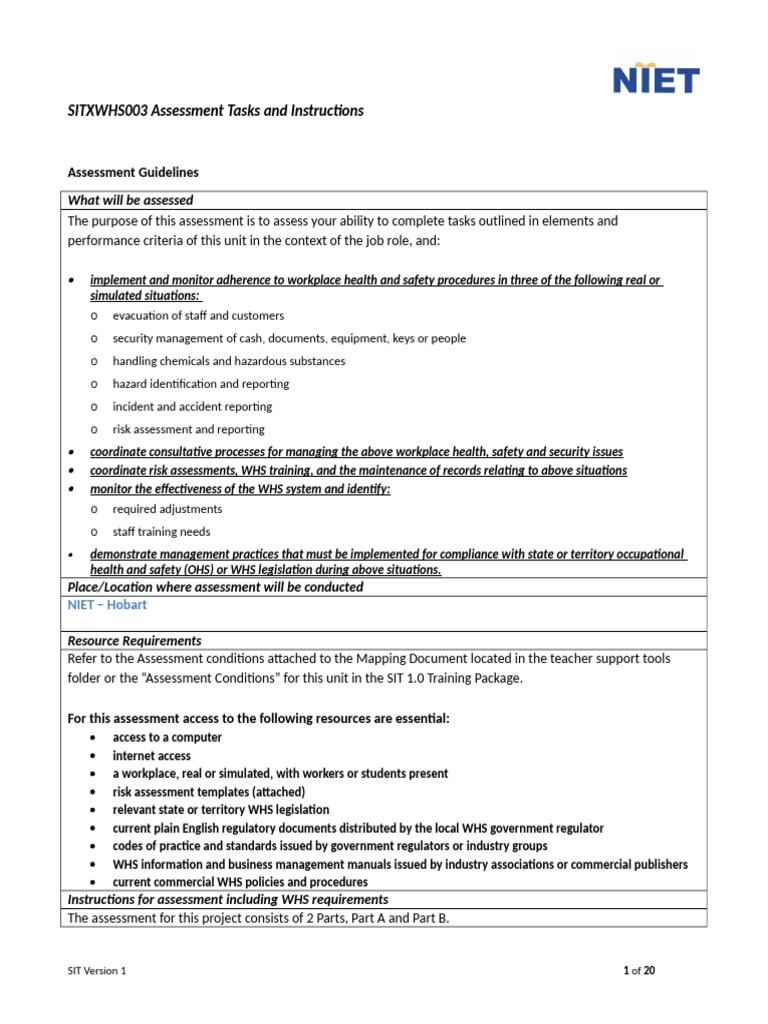 WHS Systems Implementation Assessment | PDF | Occupational Safety And ...