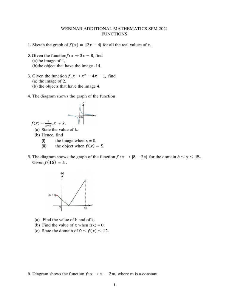 Fuctions f4 Exercise KSSM | PDF | Function (Mathematics) | Mathematical ...