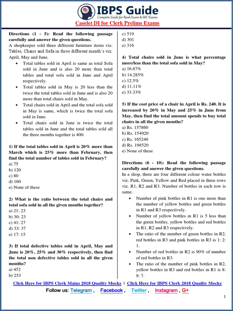 Caselet DI for Clerk Prelims Exams | PDF | Speed | Business