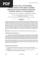 A Study On Consumers' Behaviour Towards Coffee Brand in Paavai Educational Institutions at Namakkal Ijariie7893