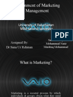Assignment of Marketing Management: University of Baluchistan MBA Second Semester