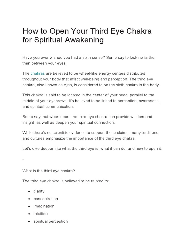Unlocking Your Third Eye Chakra Guide Pdf Chakra Meditation
