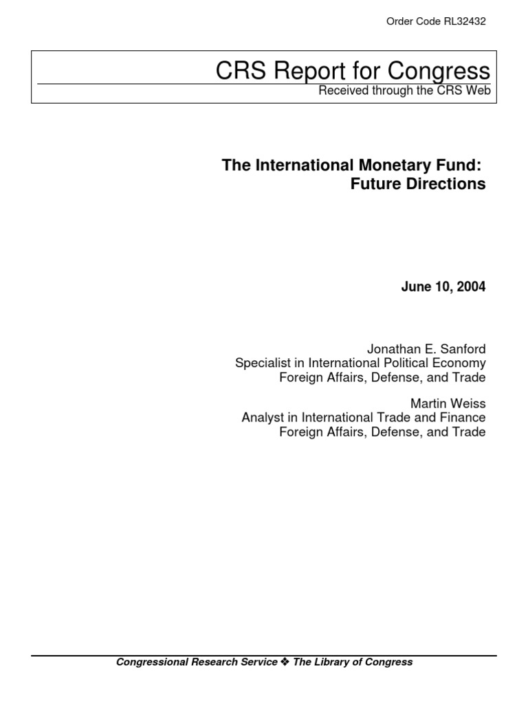 CRS Report For Congress | PDF | International Monetary Fund | World Bank