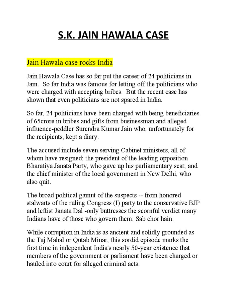 S.K. Jain Hawala Case | Download Free PDF | Bharatiya Janata Party ...