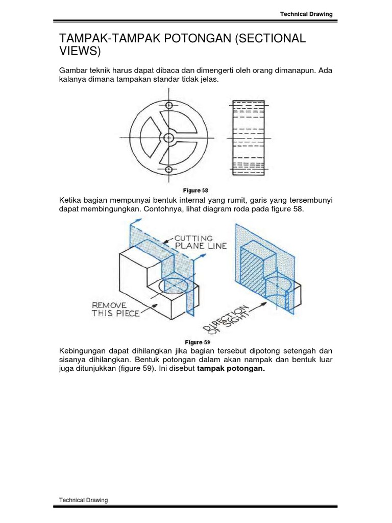 Tampak Potongan dalam Gambar Teknik | PDF | Komputer