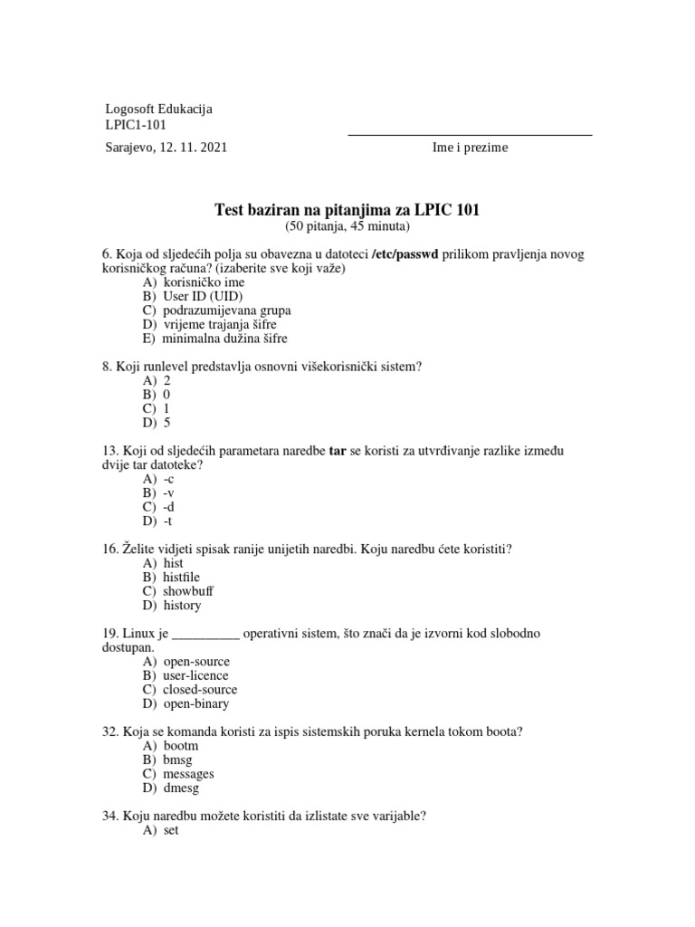 LPIC 101 Exam Prep Guide | PDF | Data Management | Unix