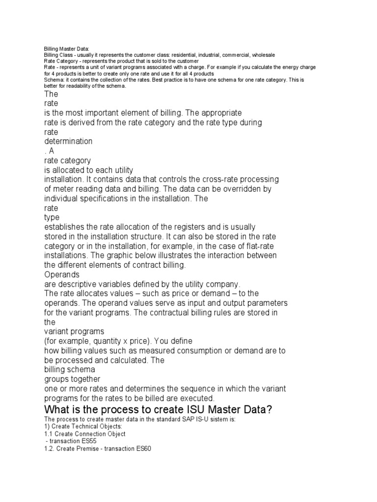 SAP IS-U Billing Master Data Overview | PDF | Conceptual Model | Demand