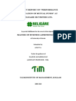 Project Report On "Performance Evaluation of Mutual Funds" at Religare Securities LTD
