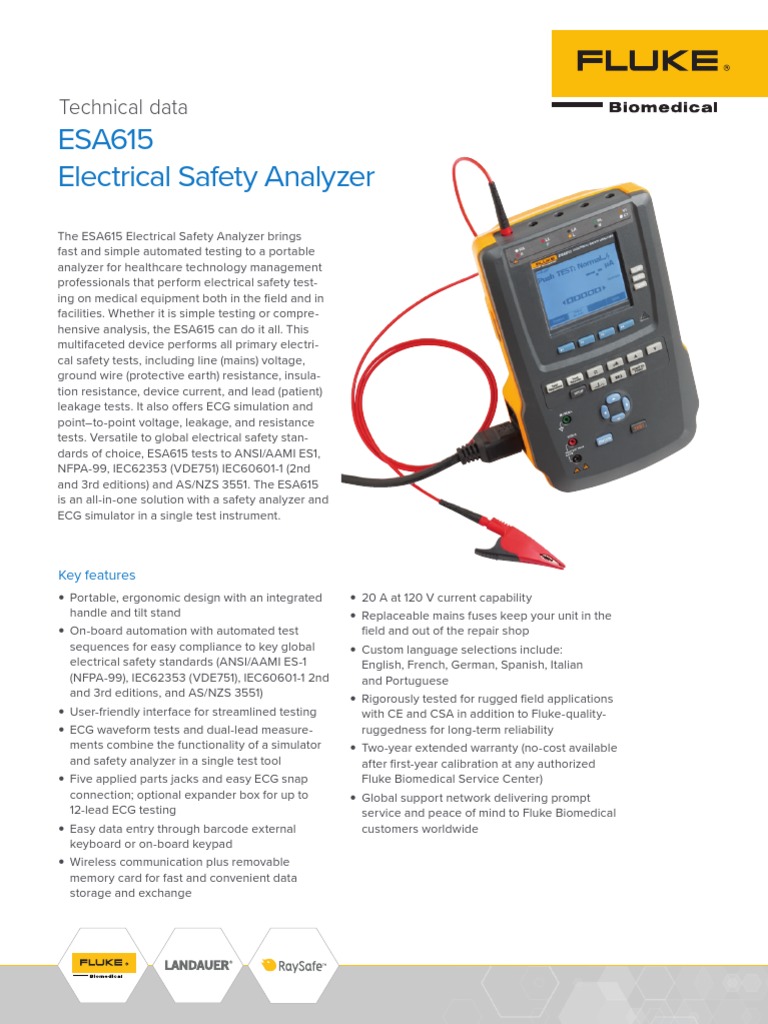 ESA615 Electrical Safety Analyzer Technical Data PDF Mains