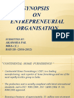 Synopsis ON Entrepreneurial Organisation: Akansha Pal MBA - (E) BATCH - (2010-2012)