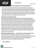 Q1) Write A Comprehensive On The Importance of Sensorial Exercises?
