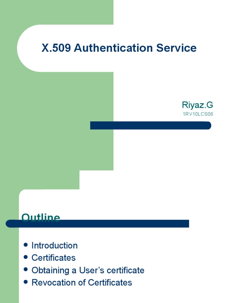 X.509 Authentication Service Overview | PDF
