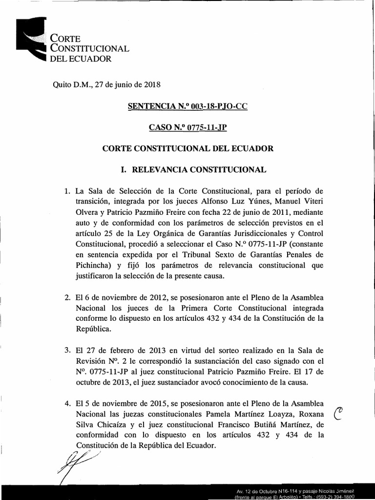 Sentencia sobre derechos adolescentes en Ecuador | PDF | Caso de ley ...