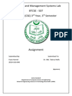 Database and Management Systems Lab BTCSE - 507 B. Tech (CSE) 3 Year, 5 Semester