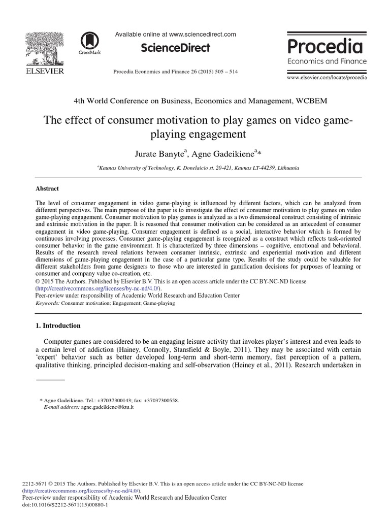Effect of Consumer Motivation To Play Games | PDF | Motivational ...