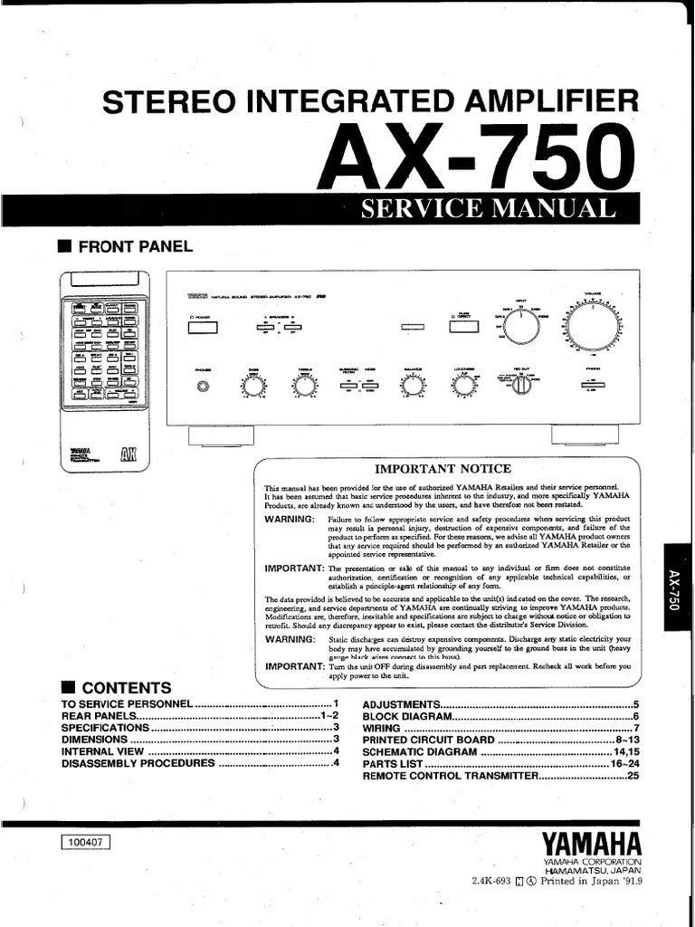 Yamaha AX-750 Manual | PDF
