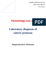 Parasitology Lect. (6) : Laboratory Diagnosis of Enteric Protozoa