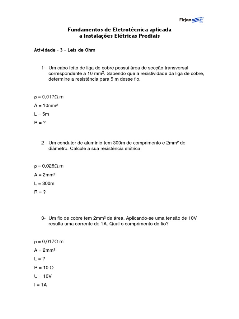 Pedro Luccas Pessanha Da Silva Atividade 3 Eletrotecnica Leis de Ohm PDF