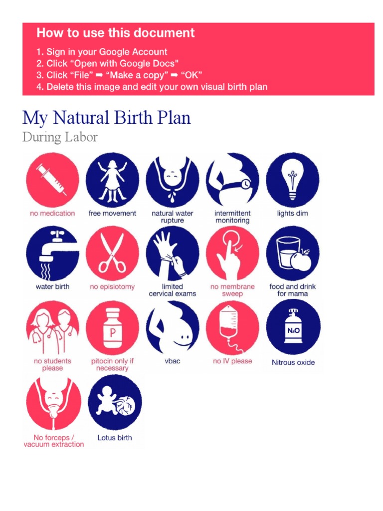 Mama Natural Visual Birth Plan Template 2021 | PDF