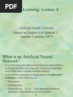 Machine Learning: Lecture 4: Artificial Neural Networks (Based On Chapter 4 of Mitchell T.., Machine Learning, 1997)