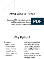 Introduction To Python: Genome 559: Introduction To Statistical and Computational Genomics Prof. William Stafford Noble