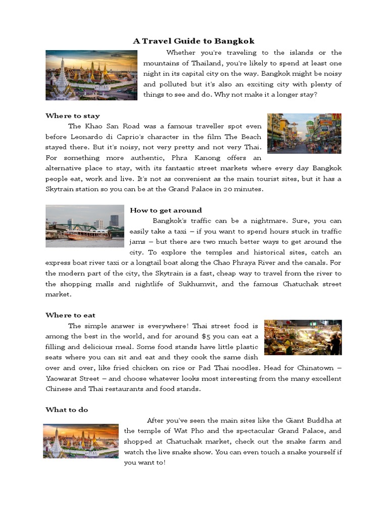 A Travel Guide To Bangkok Pdf Bangkok Thailand
