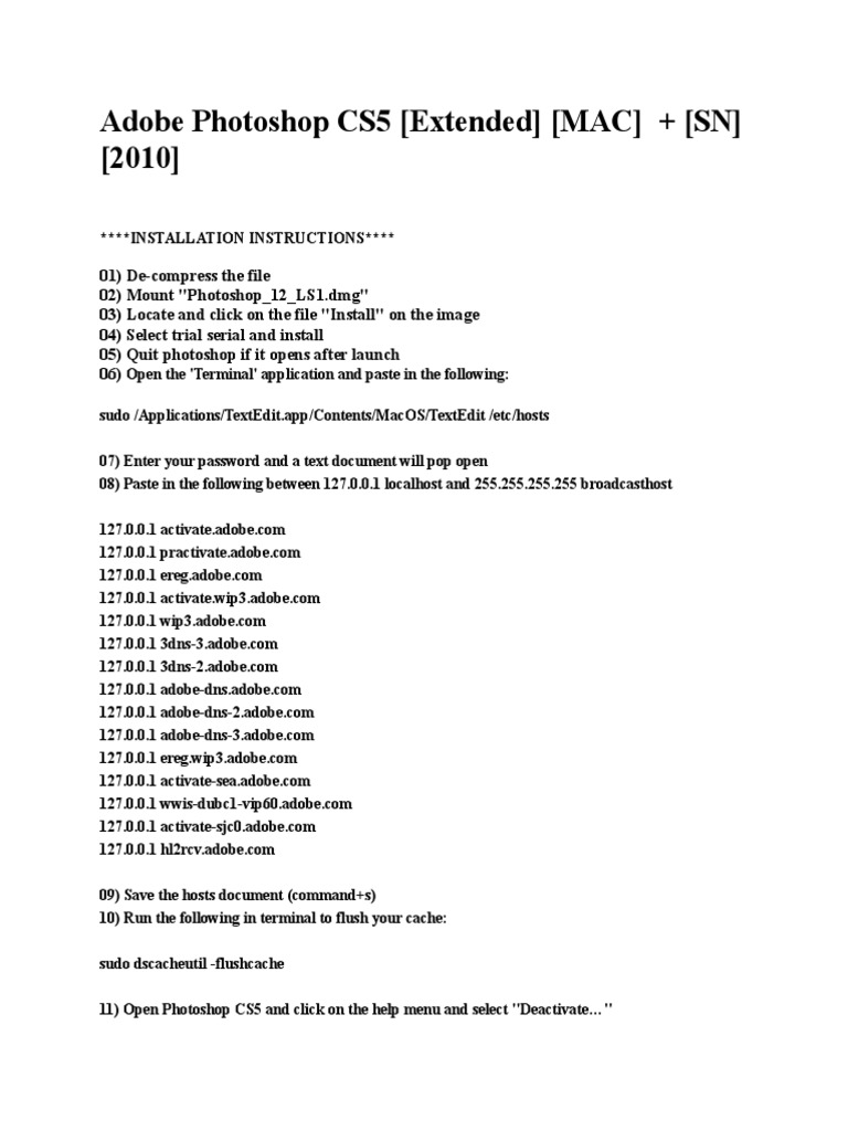 Adobe Photoshop Cs5 Extended) (Mac) + (Installation Instructions.