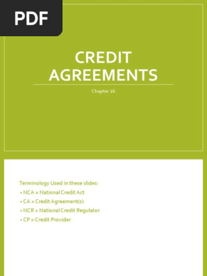Chapter 16 Credit Agreements