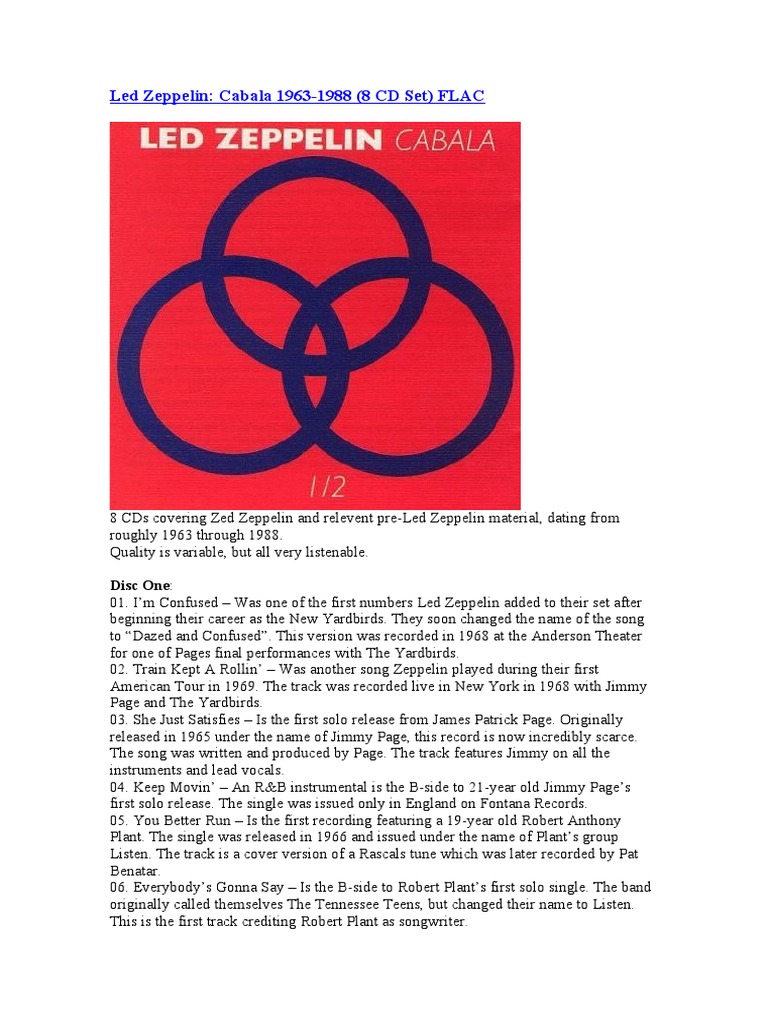 Led Zeppelin: Cabala 1963-1988 FLAC Set | PDF | Jimmy Page | Led