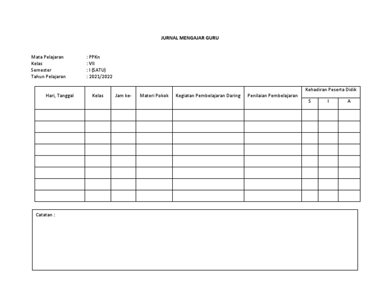 Jurnal Mengajar Guru SMP | PDF