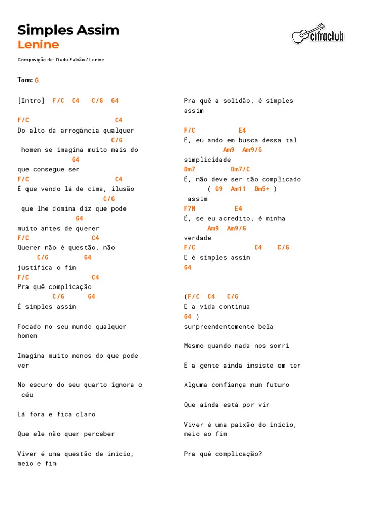 Cifras e Letra de 