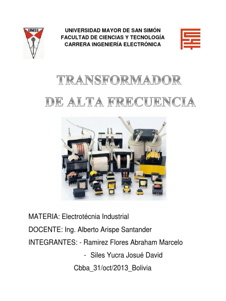 Transformador de Alta Frecuencia Informe | PDF | Transformador | Inductor, image size:768x1024