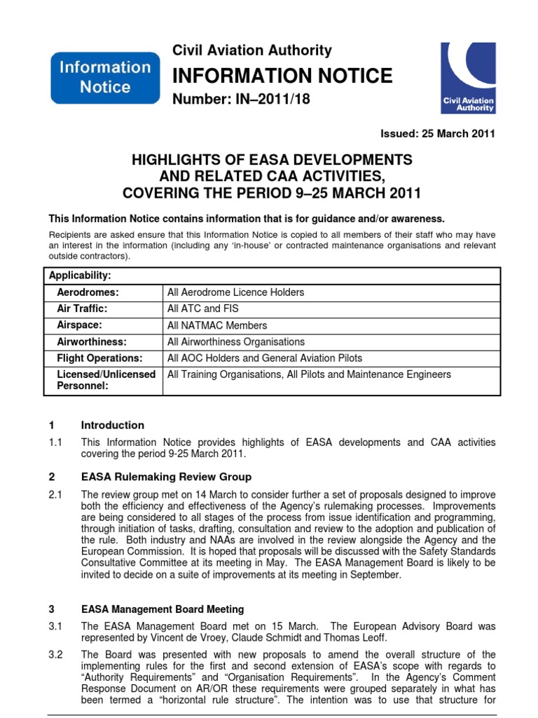 Uk Caa - In2011 - 18 | PDF | Aviation | Government